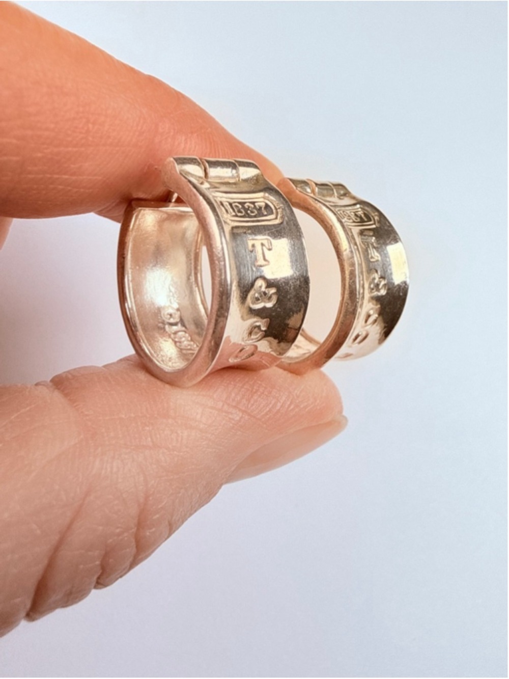 Tiffany & Co. 1837 Wide Huggie Hoop 925 Sterling Silver Earrings - Picture 6 of 12